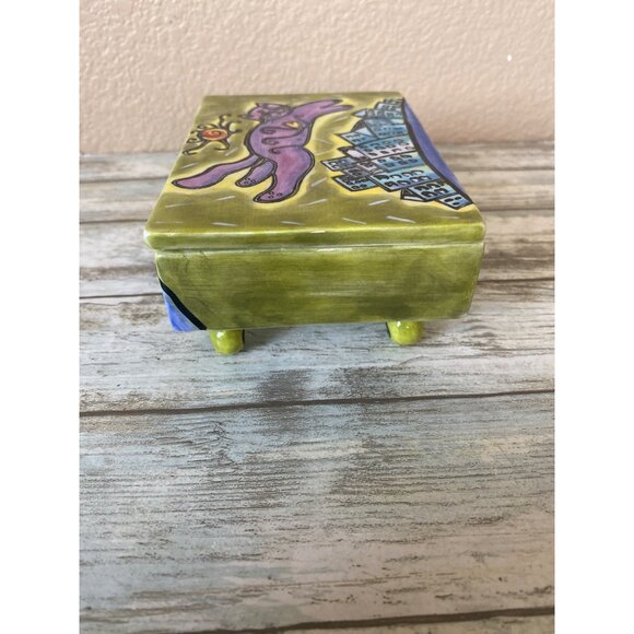 Happy Cat by Outi “City Cat” Hand Painted Ceramic Trinket Box Cat Lover Gift Col - Picture 9 of 15